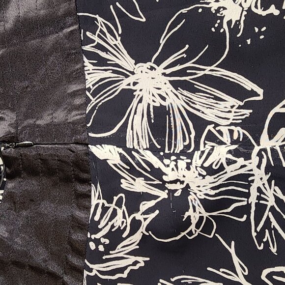 Jacqui E Black & Beige Floral Skirt With Tiered Ruffle Hem - Picture 7 of 7